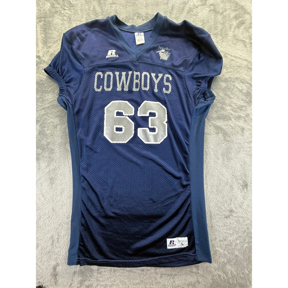Russell Athletic Navy Blue Cowboys 63 Pelican Park Football Jersey Mens Large